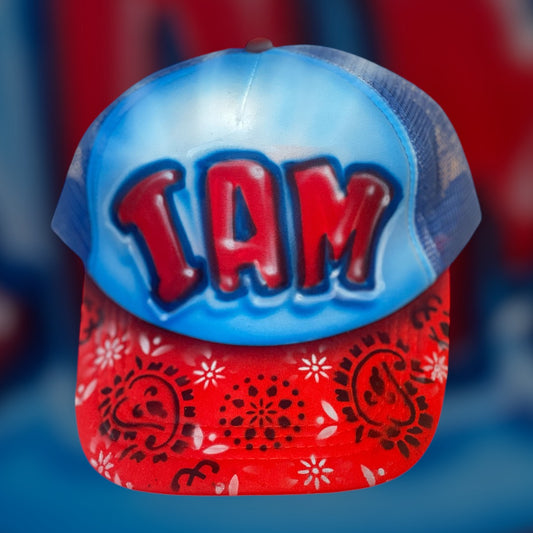 I AM Trucker Hat Red Bandana