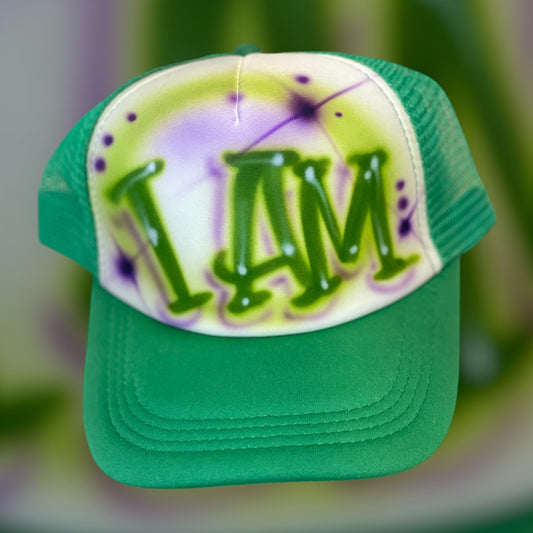 I AM Trucker Hat Green Green