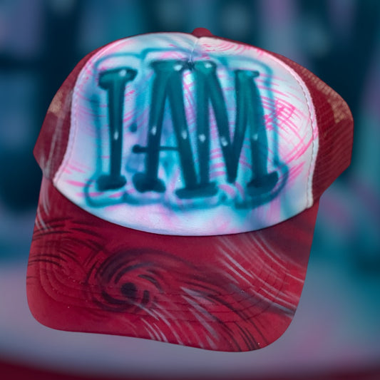 I AM Trucker Hat Red Wind