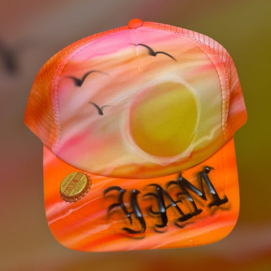 I AM Trucker Hat Orange Sun