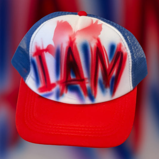 I AM Trucker Hat Red/Blue