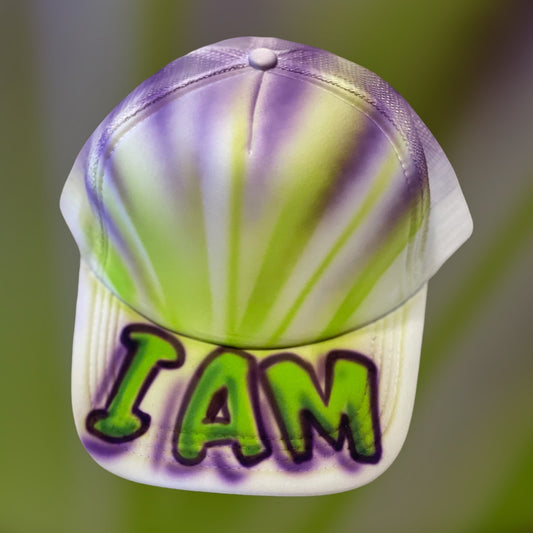 I AM Trucker Hat Green/Purple