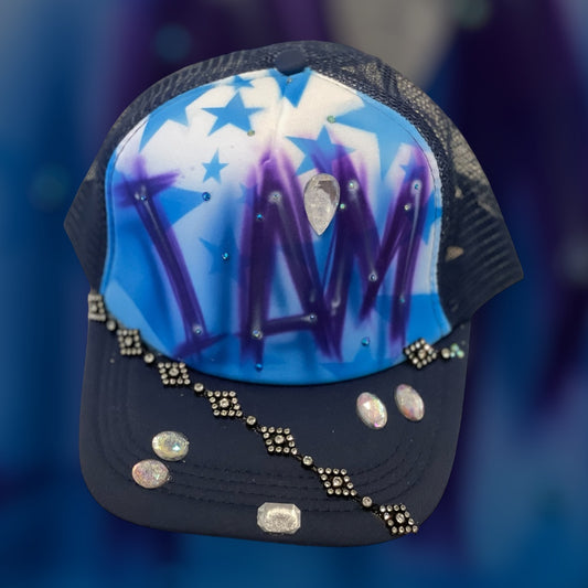 I AM Trucker Hat Blue